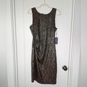 Tommy Hilfiger Bronze Metallic Ombre Ruched Dress Size 8 NWT